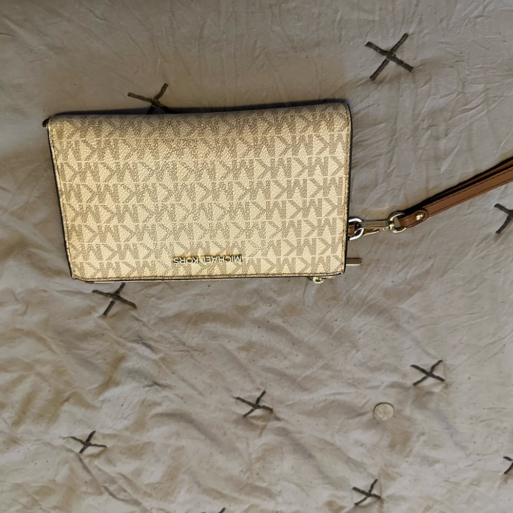 Michael Kors Beige Monogram Wristlet